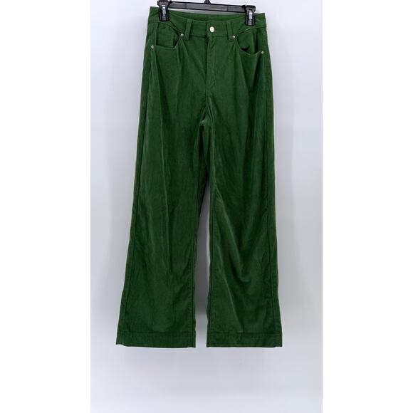 SHEIN Women's Dark Green Corduroy Wide-Leg High-Rise Five-Pocket Pant SZ 6 - Picture 1 of 10